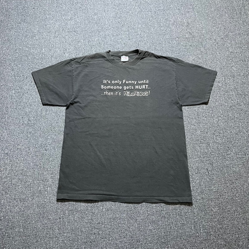 Vintage Optima Graphic T-Shirt XL Gray Funny Sarcastic Quote Y2K Tee